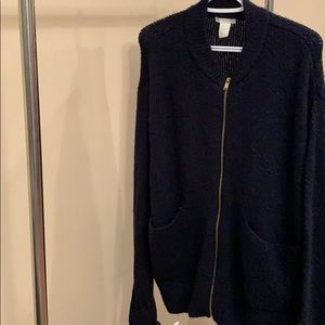 H&M Navy Zip up Knit Sweater